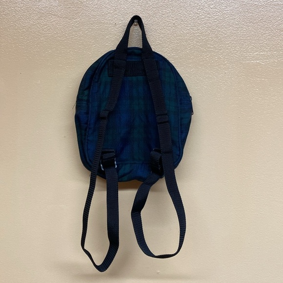 Vintage Walt Disney World Mickey Mouse Green Blue Plaid Mini Backpack - Picture 12 of 13